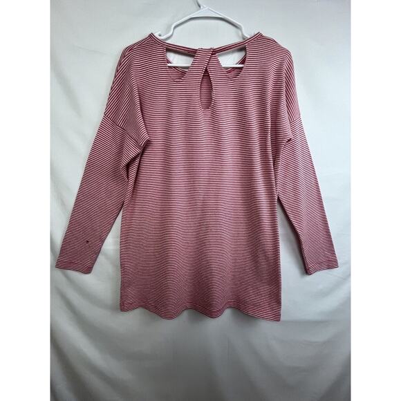 Soft Surroundings Women's Size Medium Pink/White Striped Cutout Back Tunic Top - Picture 6 of 11